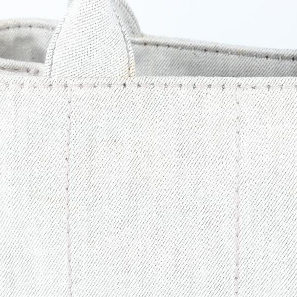 PRADA CANAPA Tote BIANCO Light Grey Leather Denim White Bag Shoulder Bag h - Picture 11 of 16